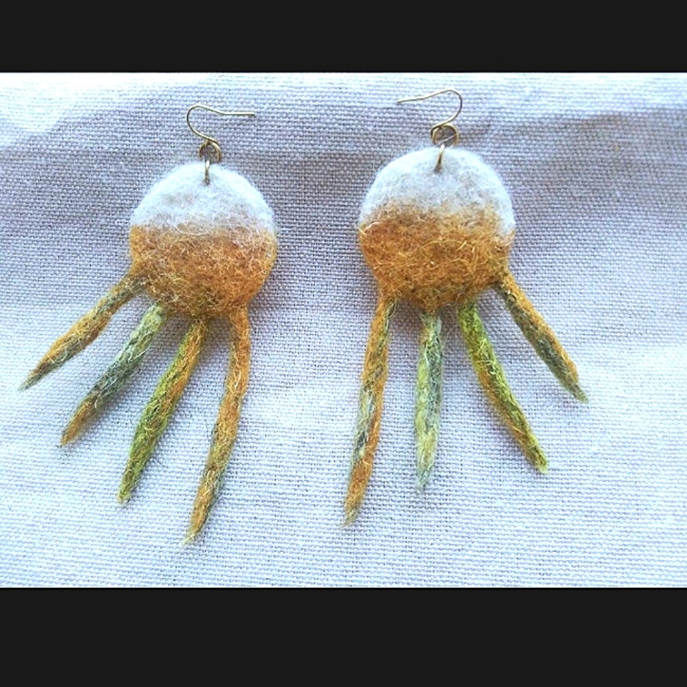 COPY - 'Divided' Wool Statement Earrings - Picture 2 of 3